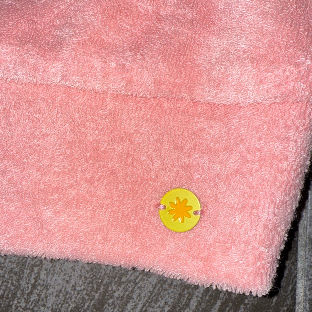 Celandine Pink Hooded Terry Crop Sweatshirt with Flamingo Embroidery - Picture 8 of 15